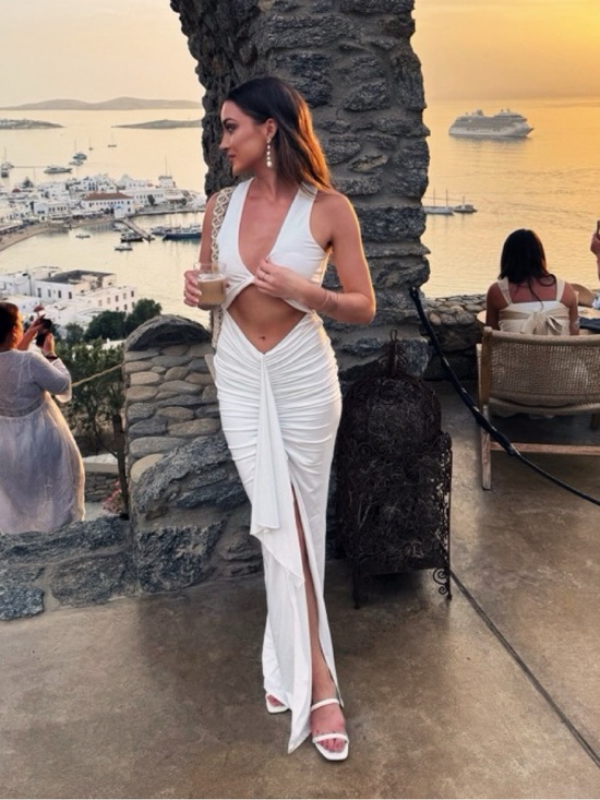 superdown Dresses & Skirts - SUPERDOWN Amai Maxi Dress With Front Cut-Out And Draped Ruffles